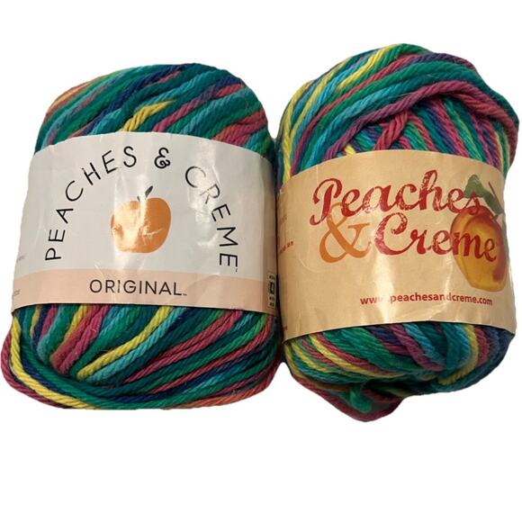 Lot of 2 Peaches n Cream Yarn 2oz/95y Each Cotton Color PSYCHEDELIC Multicolor - Picture 1 of 7